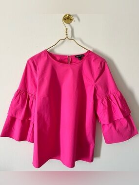 J. Crew Factory Hot Pink Tiered Bell Sleeve Blouse
